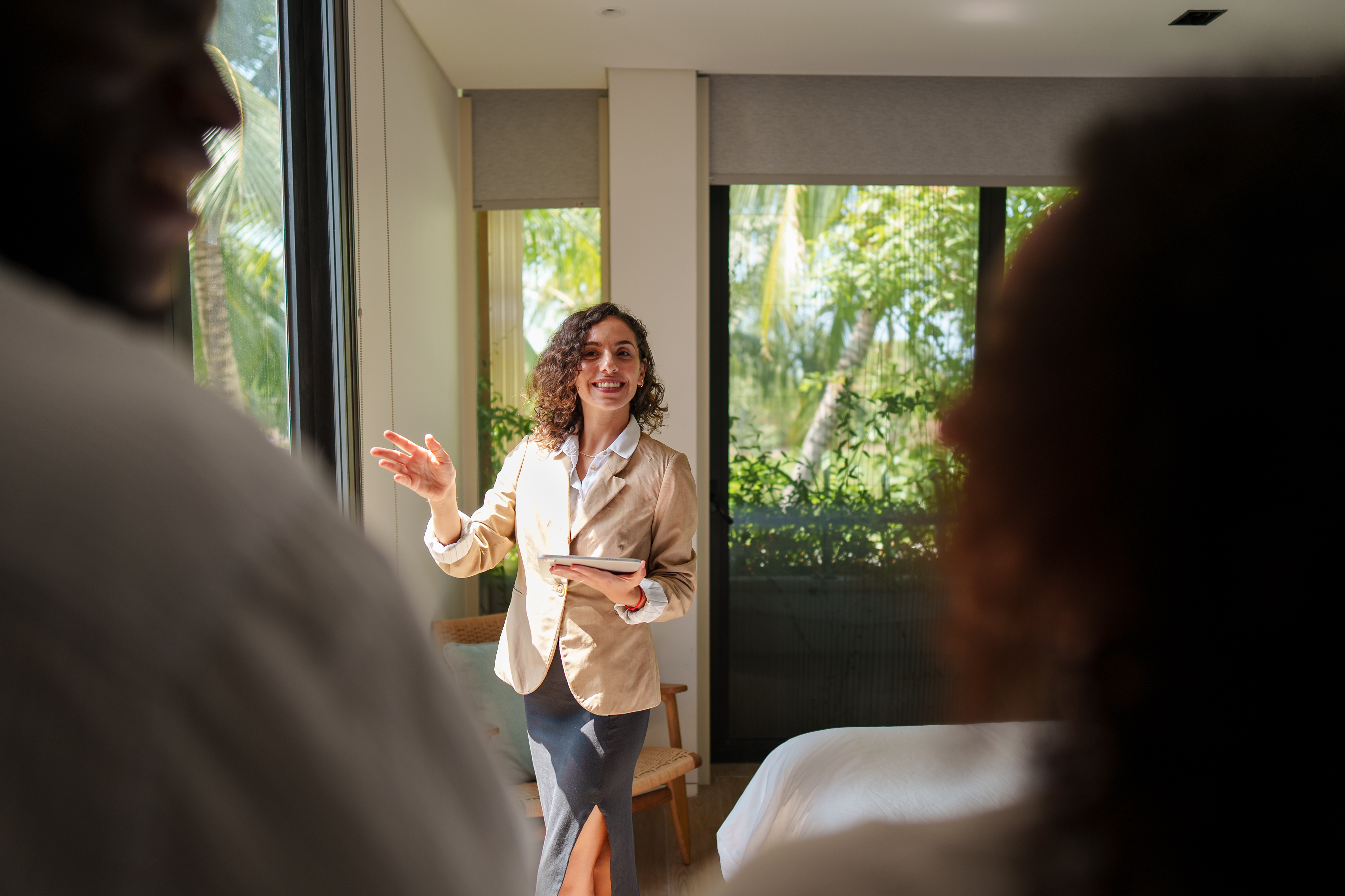 Couple admiring newly purchased home