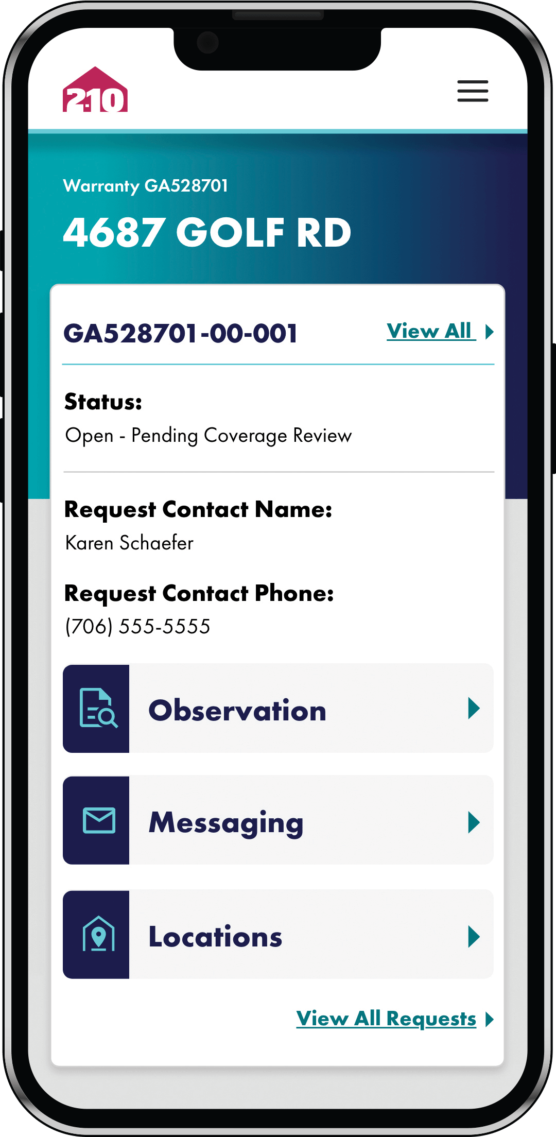 Cell phone showing 2-10 Builders page