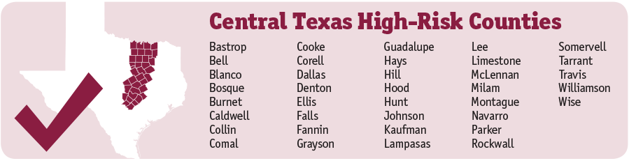 central texas high risk counties