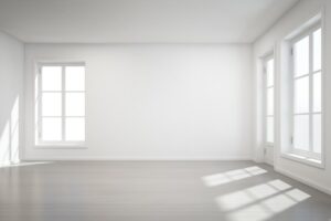 Vintage white room with door and window in new home