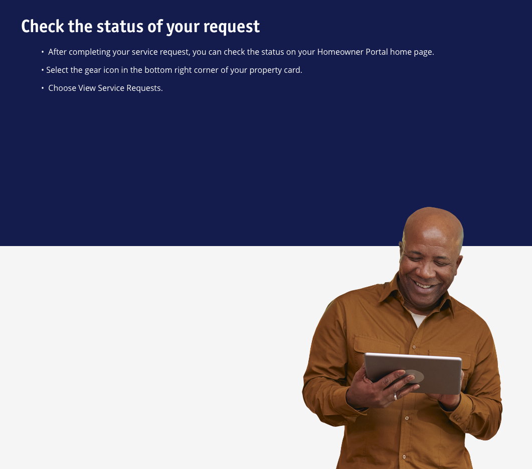 – Request Service 6 1 – Homeowner Portal Request Service