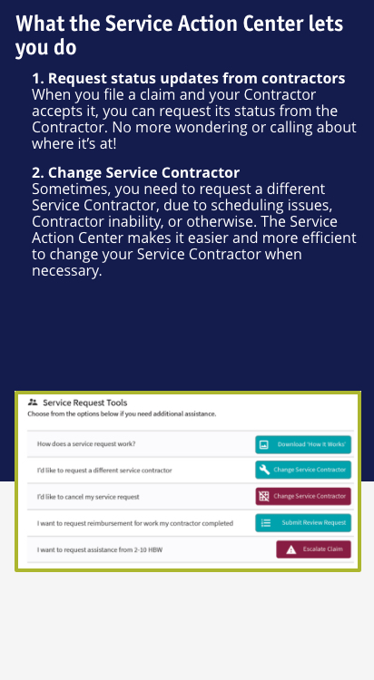– Service Action 1 – Homeowner Portal Service Center