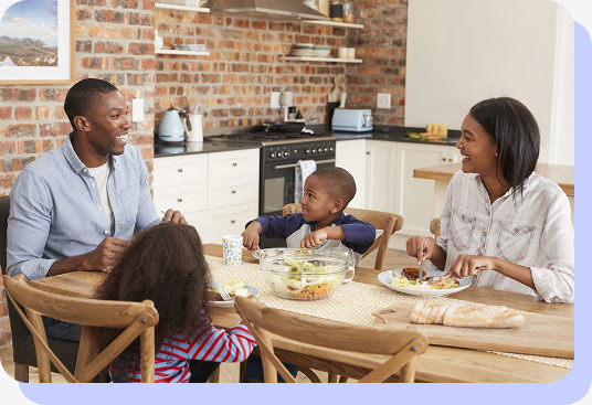 Family eating dinner