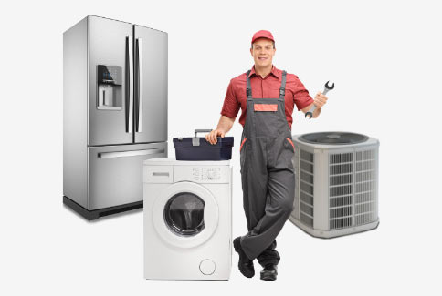 Repairman with appliances