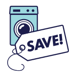 Pricing And Plans &Ndash; App Discount &Ndash; 2-10 Home Buyers Warranty Washing machine with save tag icon