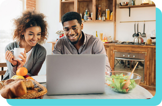 couple checking computer