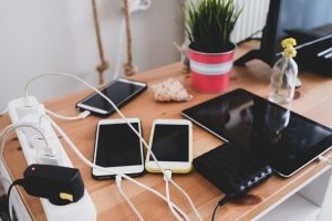 electronics on table