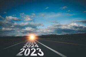 2023 letters on the road. The beginning of the year 2023 that continues to line up the year of the future.