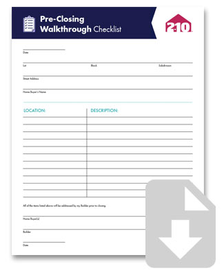 – walkthrough checklist – Pre-Closing Walkthrough Checklist