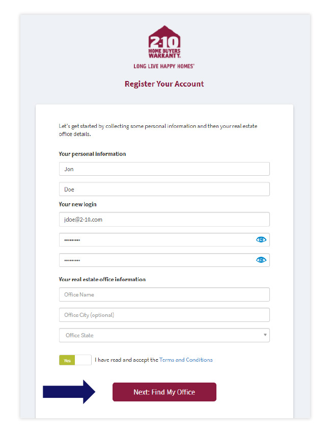 – register 1 – Create an Account